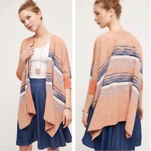 Elevenses Shoreline Kimono Cardigan Womens XS/S Peach Boho Western Beach Coastal - Picture 1 of 16